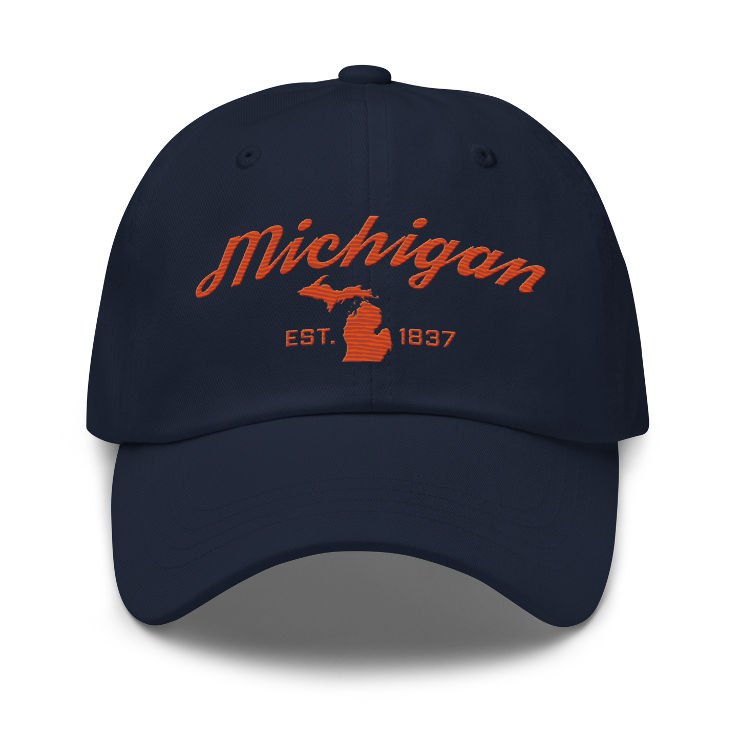 'Michigan EST 1837' Dad Hat (Script Font) | Maple Leaf Orange