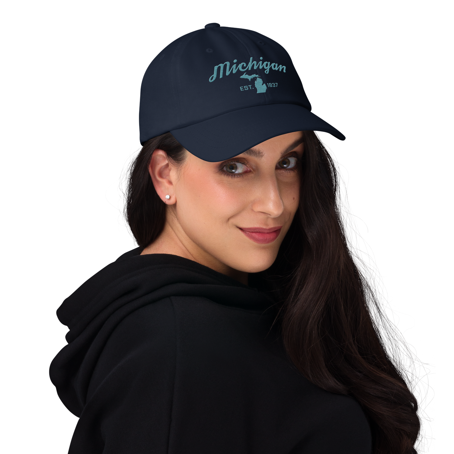 'Michigan EST 1837' Dad Hat (Script Font) | Huron Blue