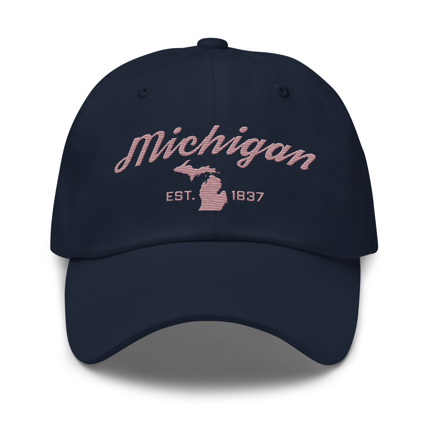 'Michigan EST 1837' Dad Hat (Script Font) | Cherry Blossom Pink