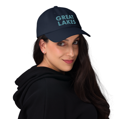 'Great Lakes' Dad Hat (Geometric Sans Font) | Huron Blue