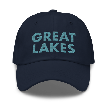 'Great Lakes' Dad Hat (Geometric Sans Font) | Huron Blue