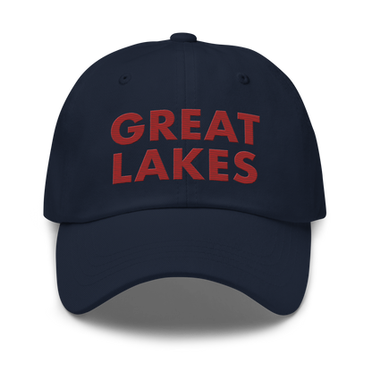 'Great Lakes' Dad Hat (Geometric Sans Font) | Thimbleberry Red