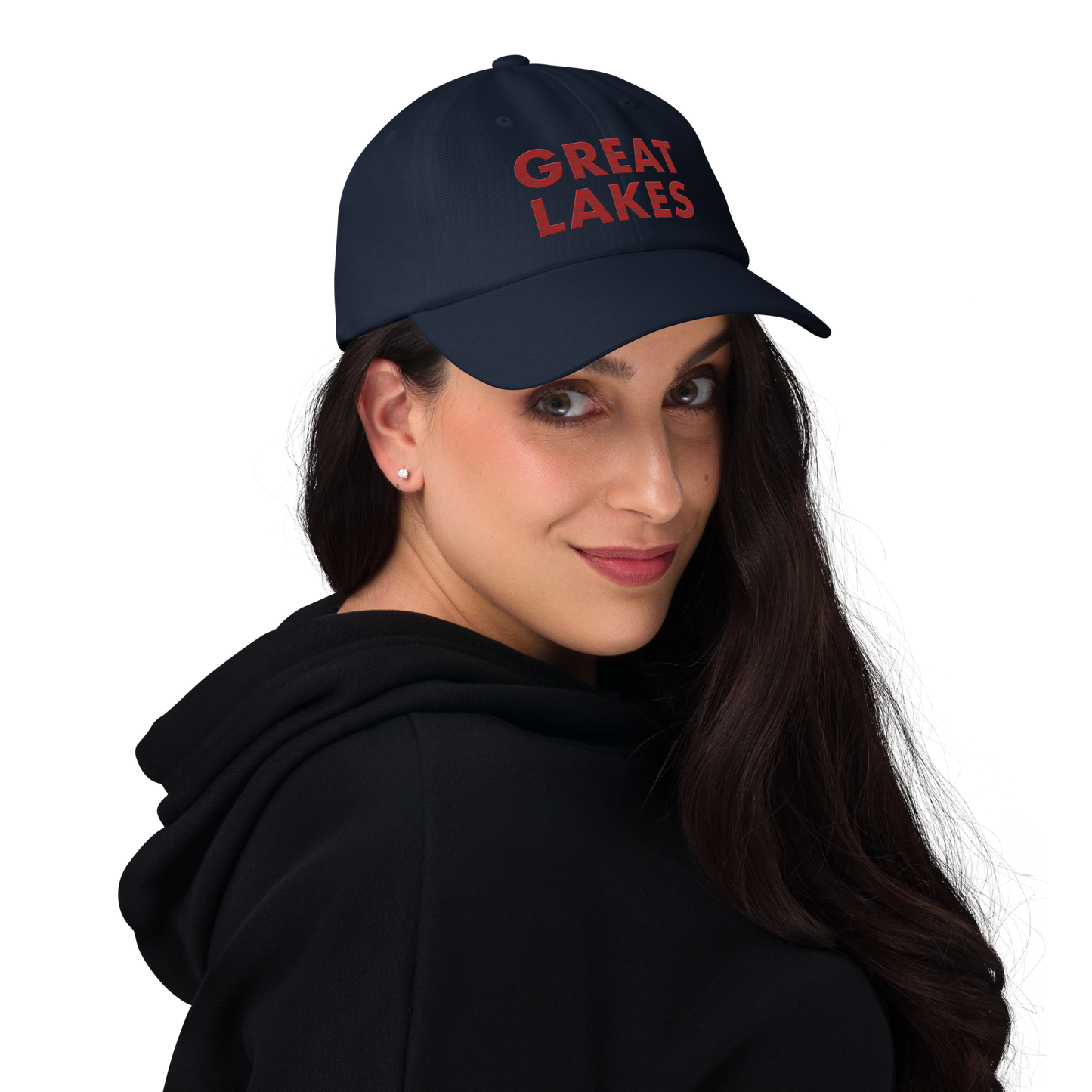 'Great Lakes' Dad Hat (Geometric Sans Font) | Thimbleberry Red