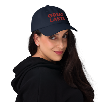 'Great Lakes' Dad Hat (Geometric Sans Font) | Thimbleberry Red