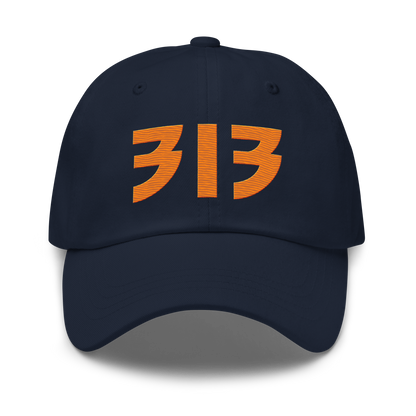 Detroit '313' Dad Hat (Glam Rock Font) | Orange