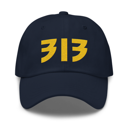 Detroit '313' Dad Hat (Glam Rock Font) | Maize