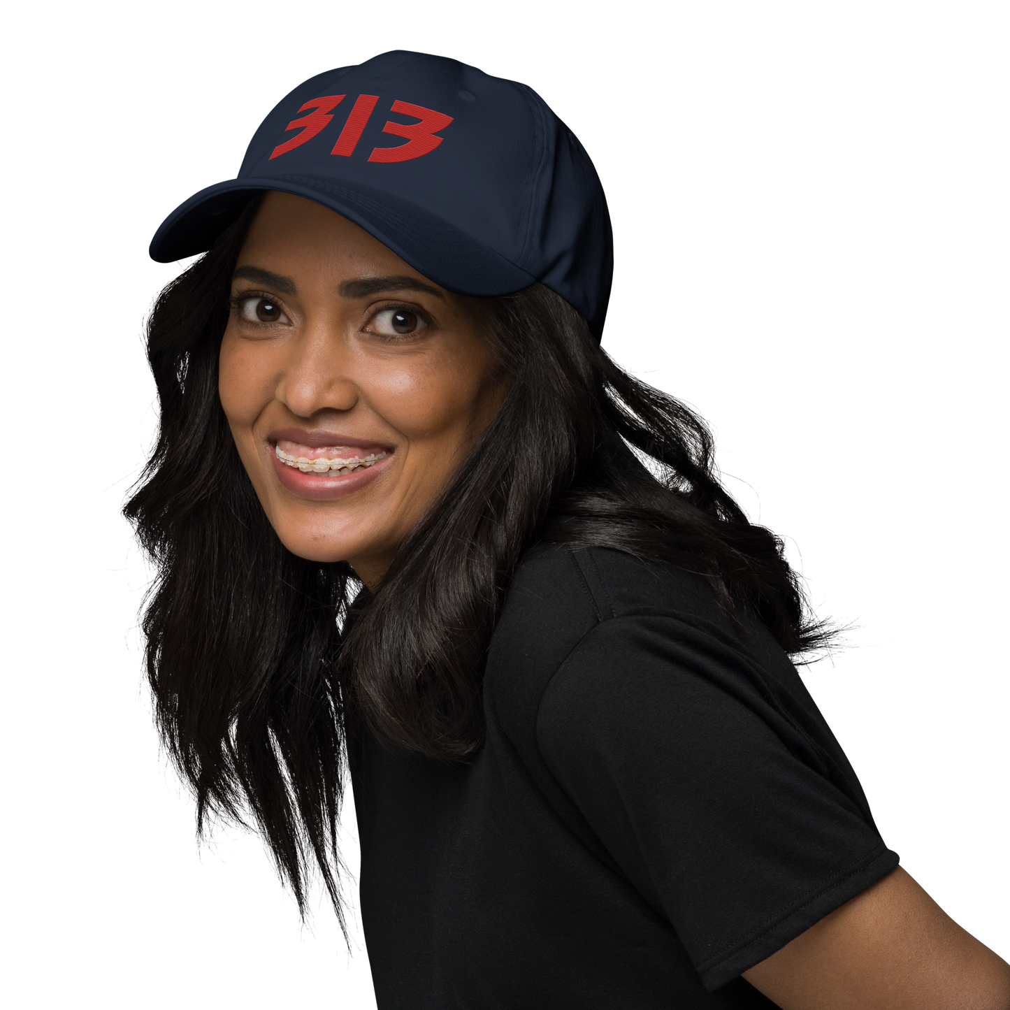 Detroit '313' Dad Hat (Glam Rock Font) | Aliform Red