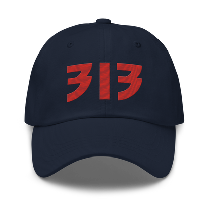 Detroit '313' Dad Hat (Glam Rock Font) | Aliform Red