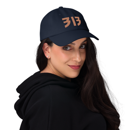 Detroit '313' Dad Hat (Glam Rock Font) | Copper