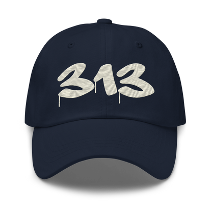 Detroit '313' Dad Hat (Tag Font) | Ivory White