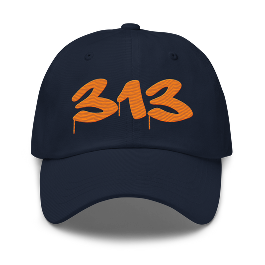 Detroit '313' Dad Hat (Tag Font) | Orange