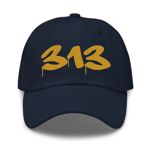 Detroit '313' Dad Hat (Tag Font) | Gold