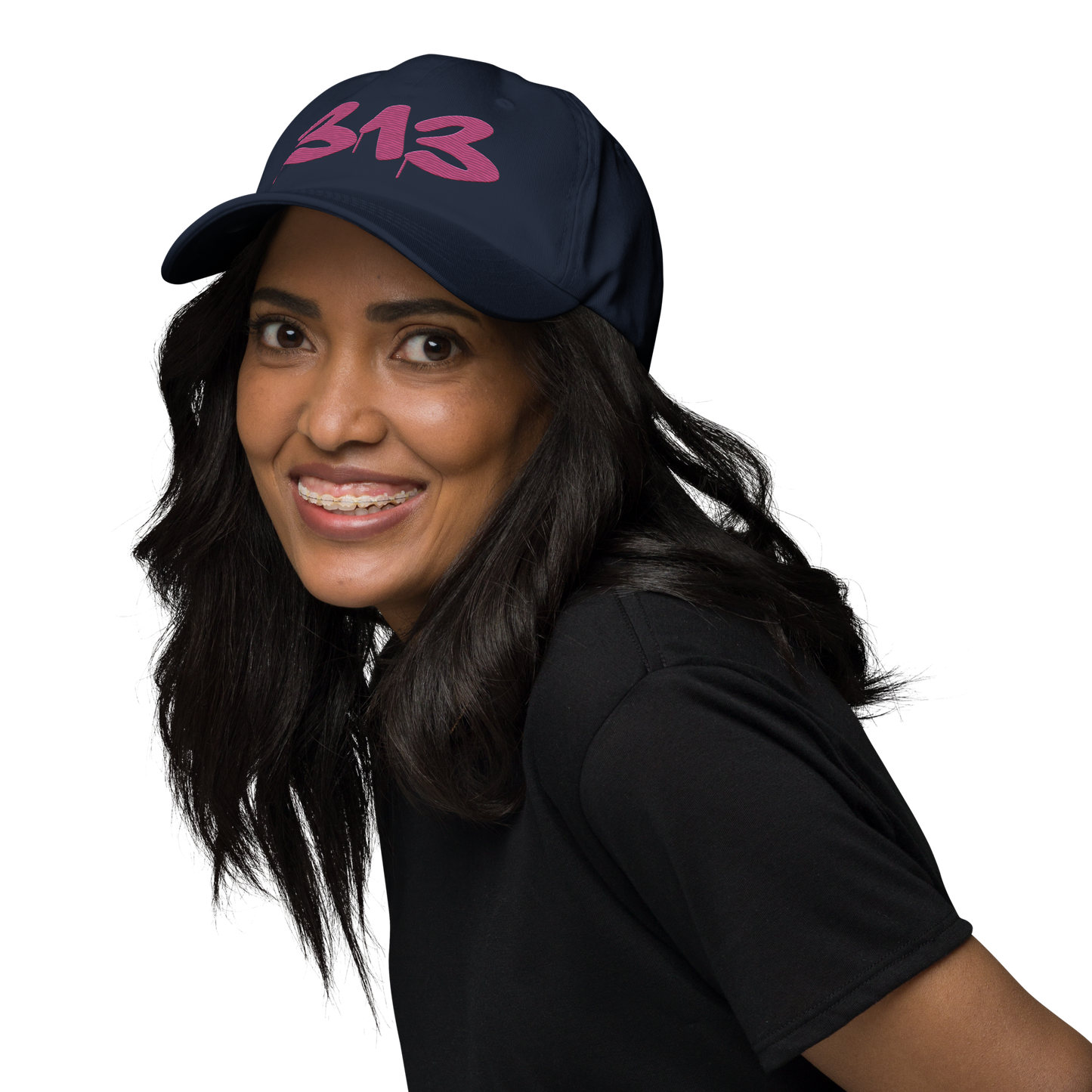 Detroit '313' Dad Hat (Tag Font) | Apple Blossom Pink