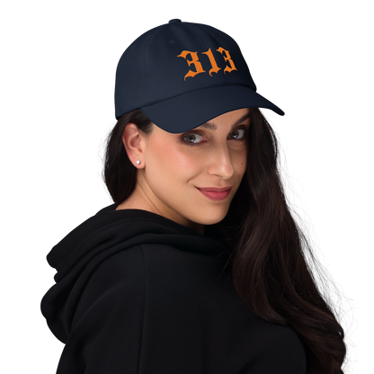 Detroit '313' Dad Hat (Old English Font) | Orange