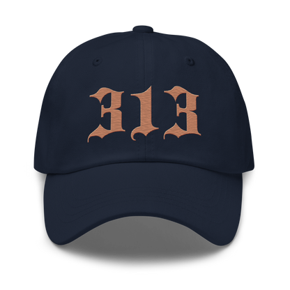 Detroit '313' Dad Hat (Old English Font) | Copper