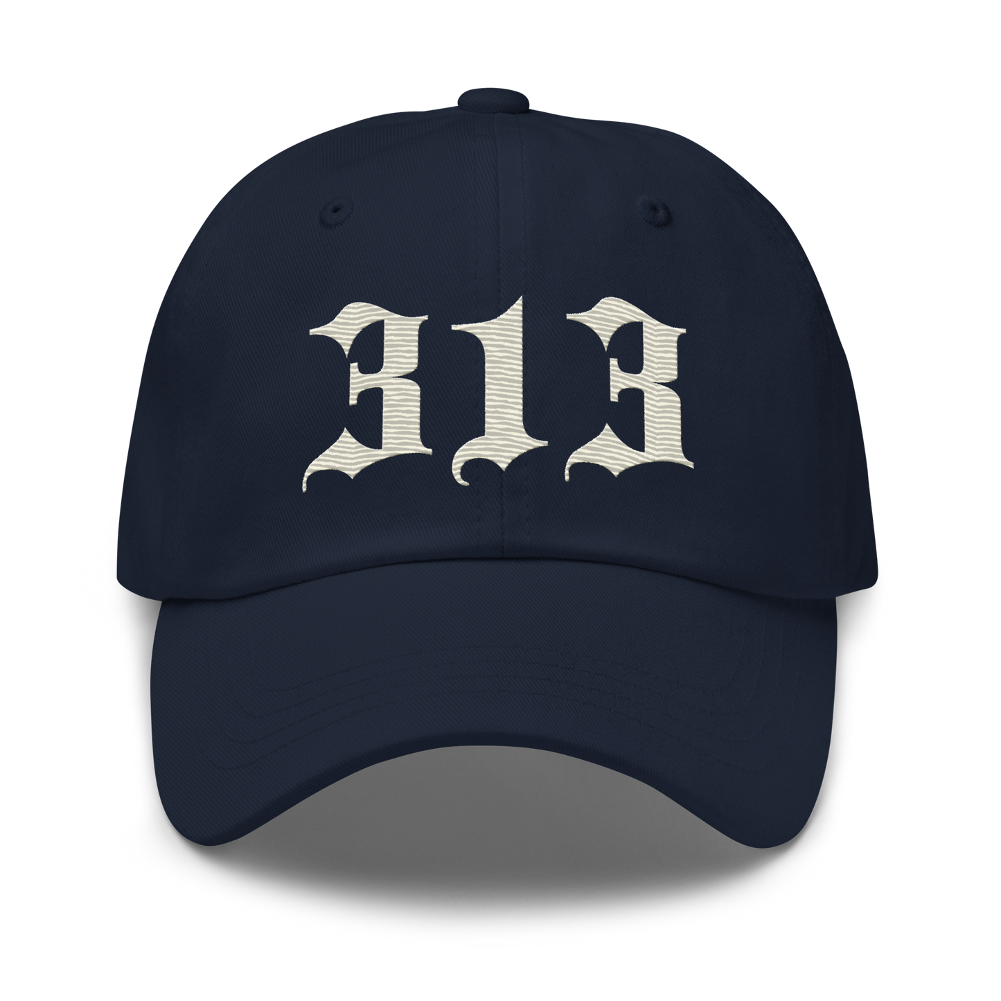 Detroit '313' Dad Hat (Old English Font) | Ivory White