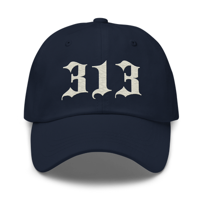 Detroit '313' Dad Hat (Old English Font) | Ivory White