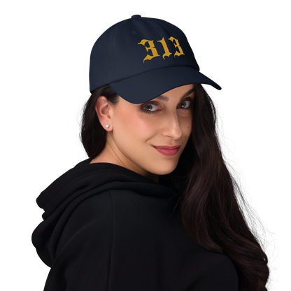 Detroit '313' Dad Hat (Old English Font) | Gold