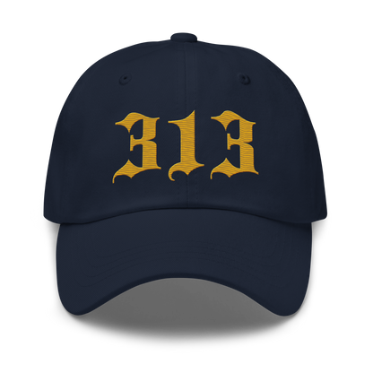 Detroit '313' Dad Hat (Old English Font) | Gold