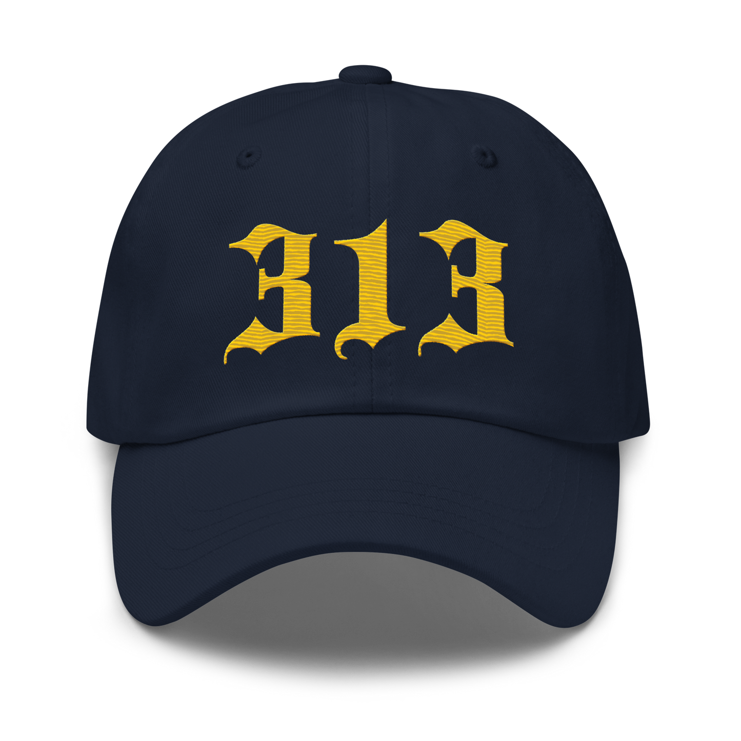 Detroit '313' Dad Hat (Old English Font) | Maize