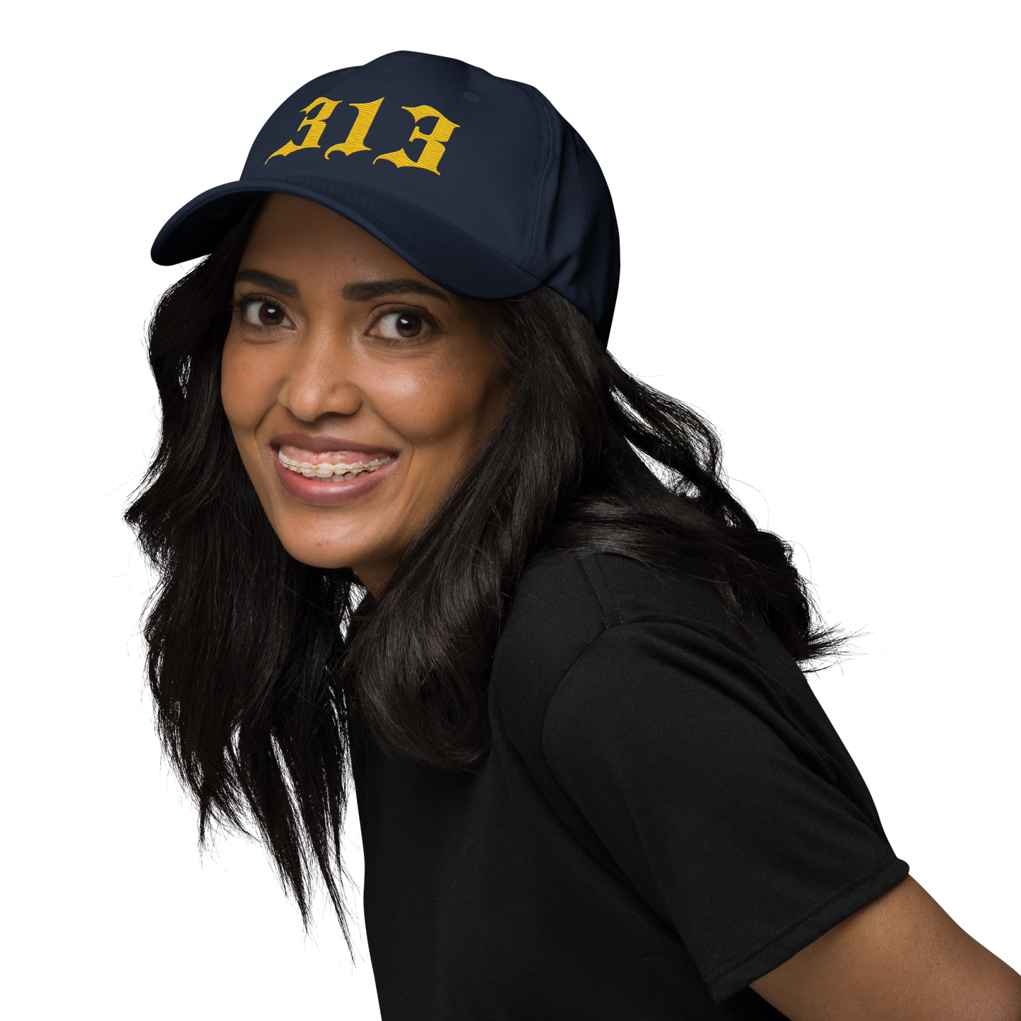 Detroit '313' Dad Hat (Old English Font) | Maize