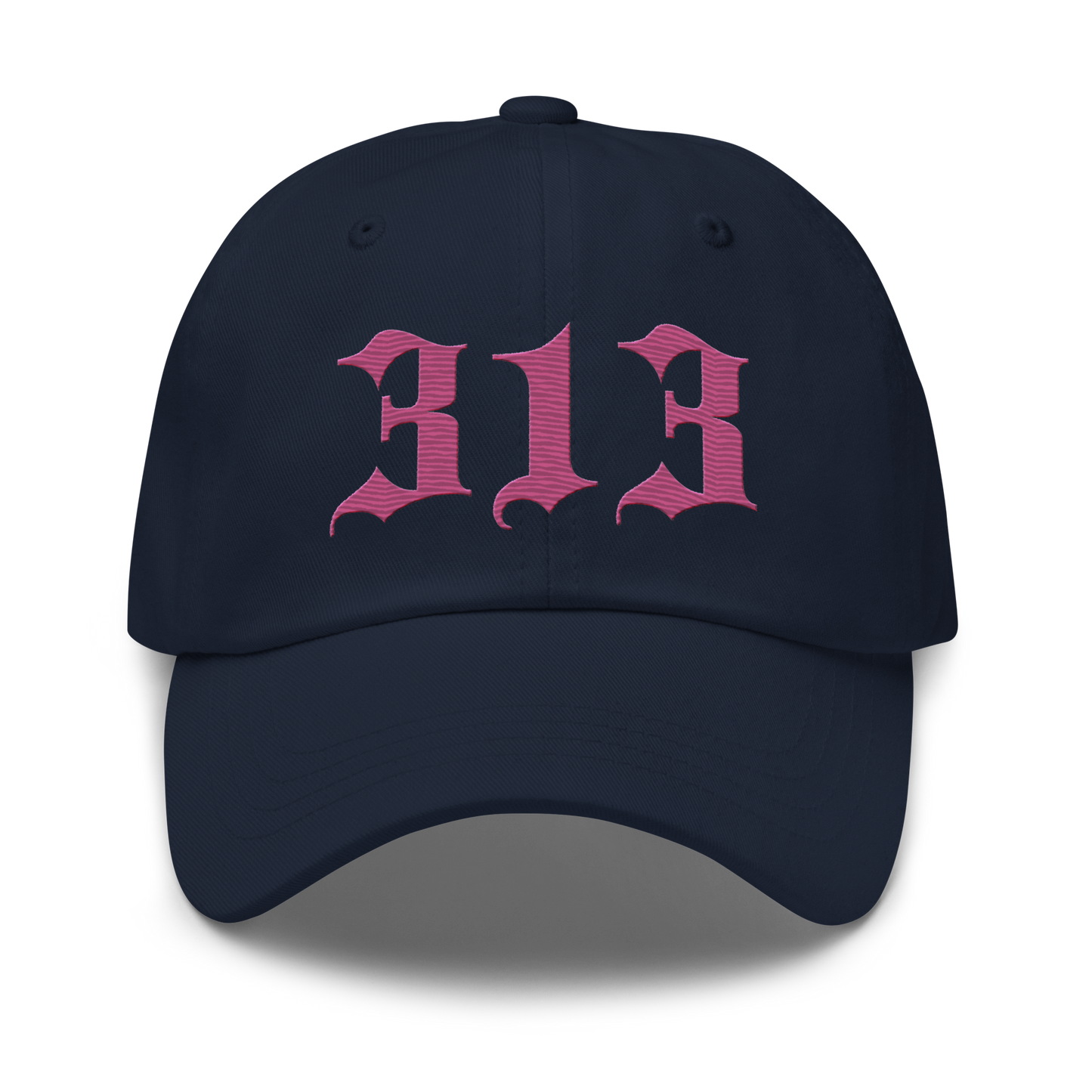 Detroit '313' Dad Hat (Old English Font) | Apple Blossom Pink