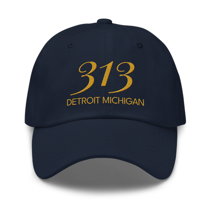 '313 Detroit Michigan' Dad Hat | Gold