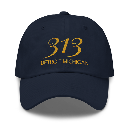 '313 Detroit Michigan' Dad Hat | Gold