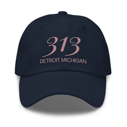 '313 Detroit Michigan' Dad Hat | Cherry Blossom Pink