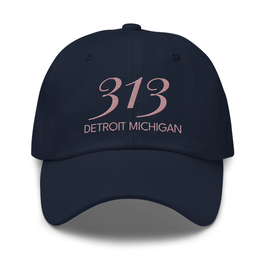 '313 Detroit Michigan' Dad Hat | Cherry Blossom Pink