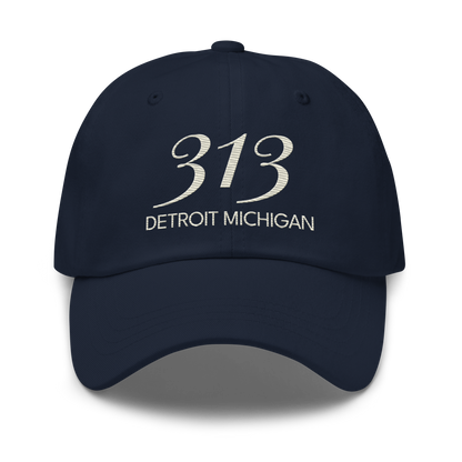 '313 Detroit Michigan' Dad Hat | Ivory White