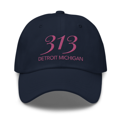 '313 Detroit Michigan' Dad Hat | Apple Blossom Pink