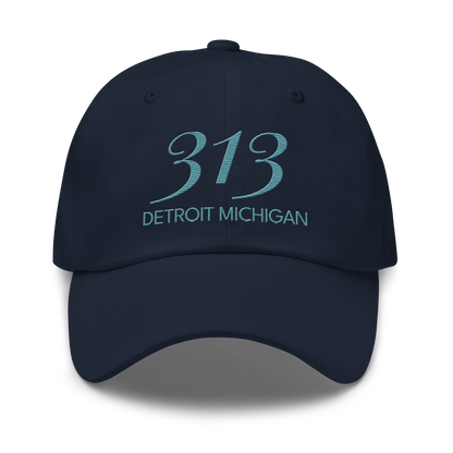 '313 Detroit Michigan' Dad Hat | Huron Blue