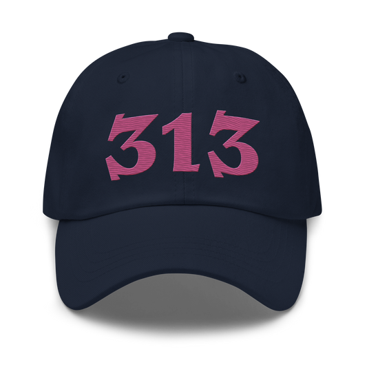 Detroit '313' Dad Hat (Angry Font) | Apple Blossom Pink