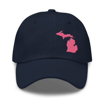 Michigan Dad Hat | Rhodochrosite Pink Outline