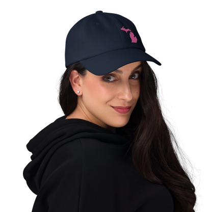 Michigan Dad Hat | Apple Blossom Pink Outline