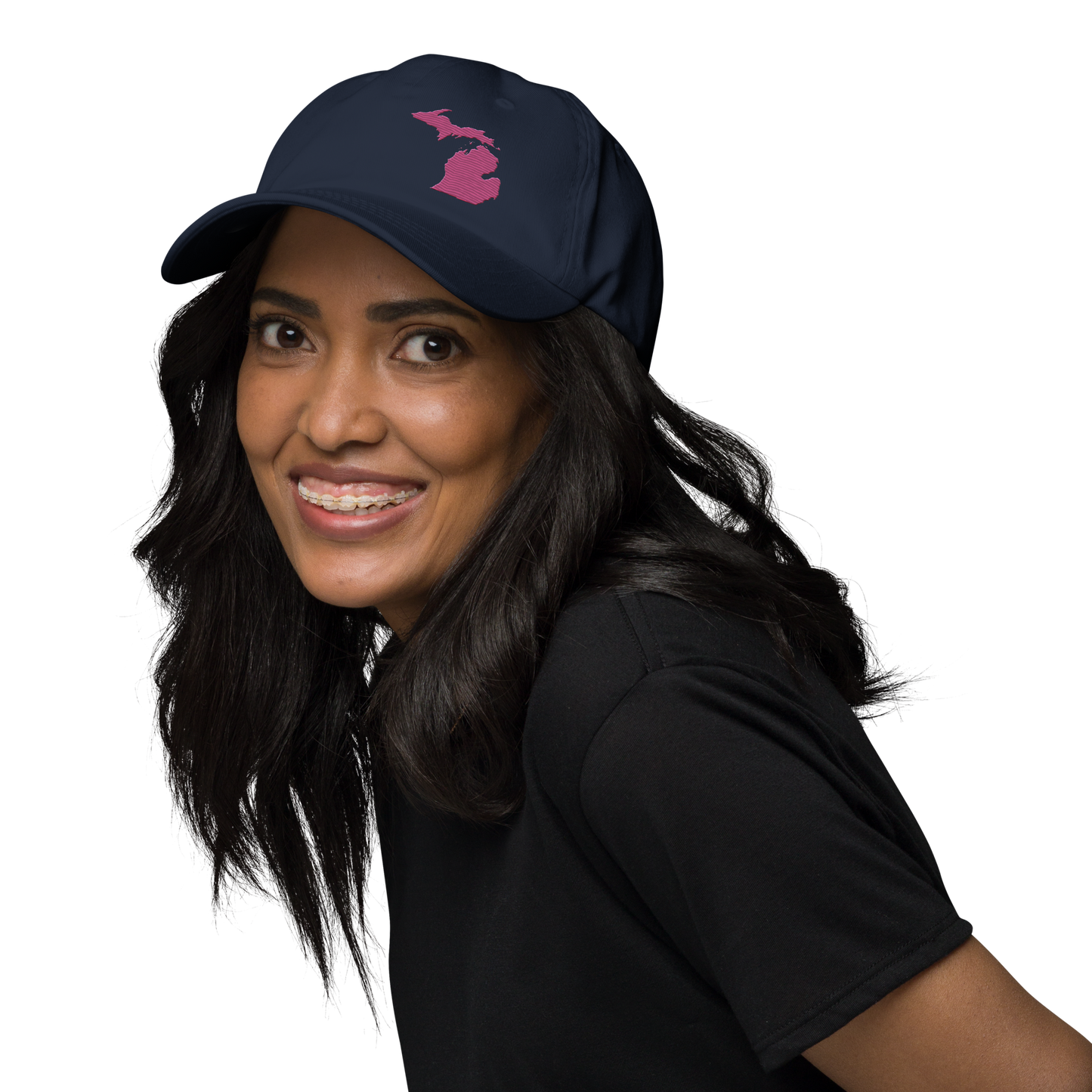 Michigan Dad Hat | Apple Blossom Pink Outline