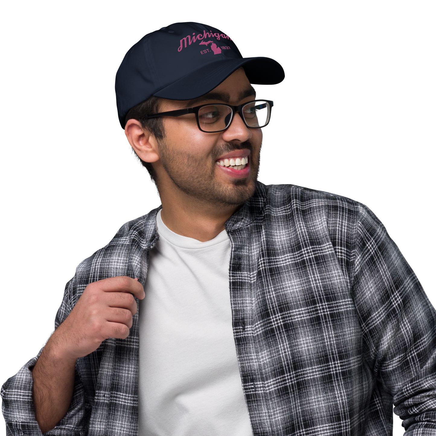 'Michigan EST 1837' Dad Hat (Script Font) | Apple Blossom Pink