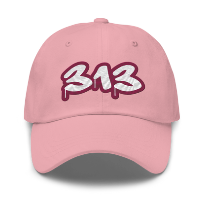 Detroit '313' Dad Hat (Ruby Red Tag Font)