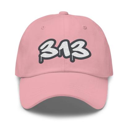 Detroit '313' Dad Hat (Iron Ore Grey Tag Font)