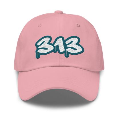 Detroit '313' Dad Hat (Auburn Hills Teal Tag Font)