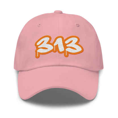 Detroit '313' Dad Hat (Orange Tag Font)