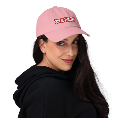 'Detroit' Dad Hat (Aliform Red Tag Font)