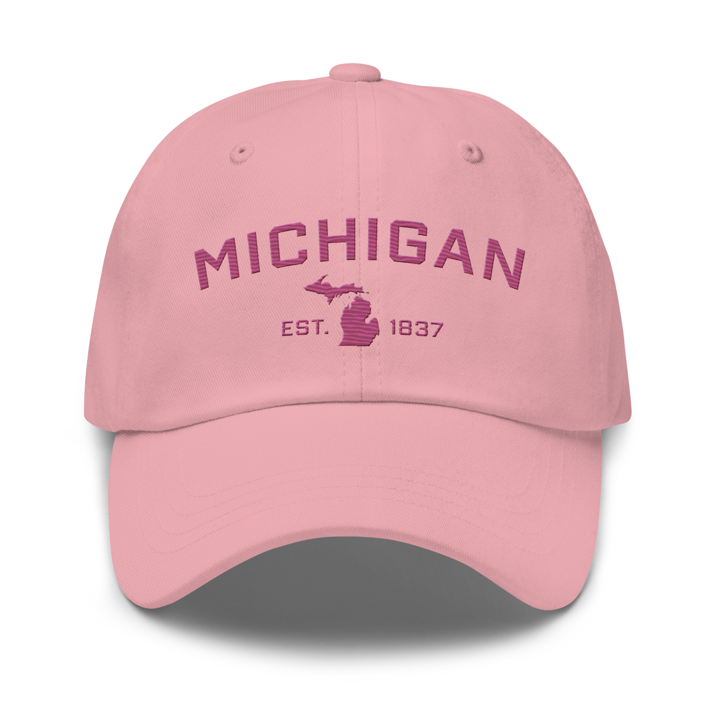 'Michigan EST 1837' Dad Hat (Athletic Font) | Apple Blossom Pink