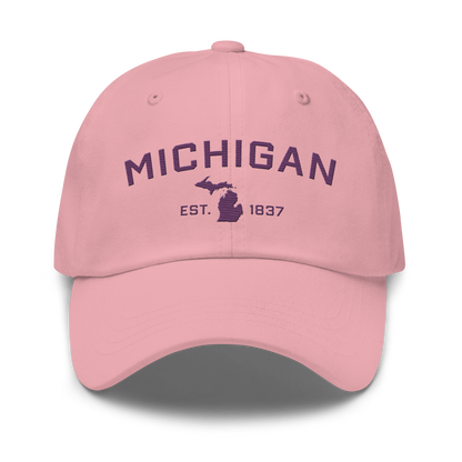 'Michigan EST 1837' Dad Hat (Athletic Font) | Plum