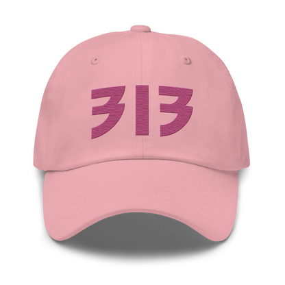 Detroit '313' Dad Hat (Glam Rock Font) | Apple Blossom Pink