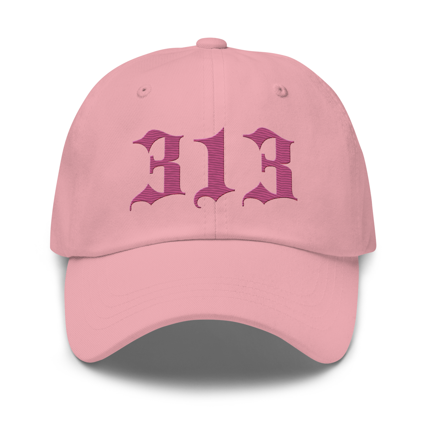 Detroit '313' Dad Hat (Old English Font) | Apple Blossom Pink