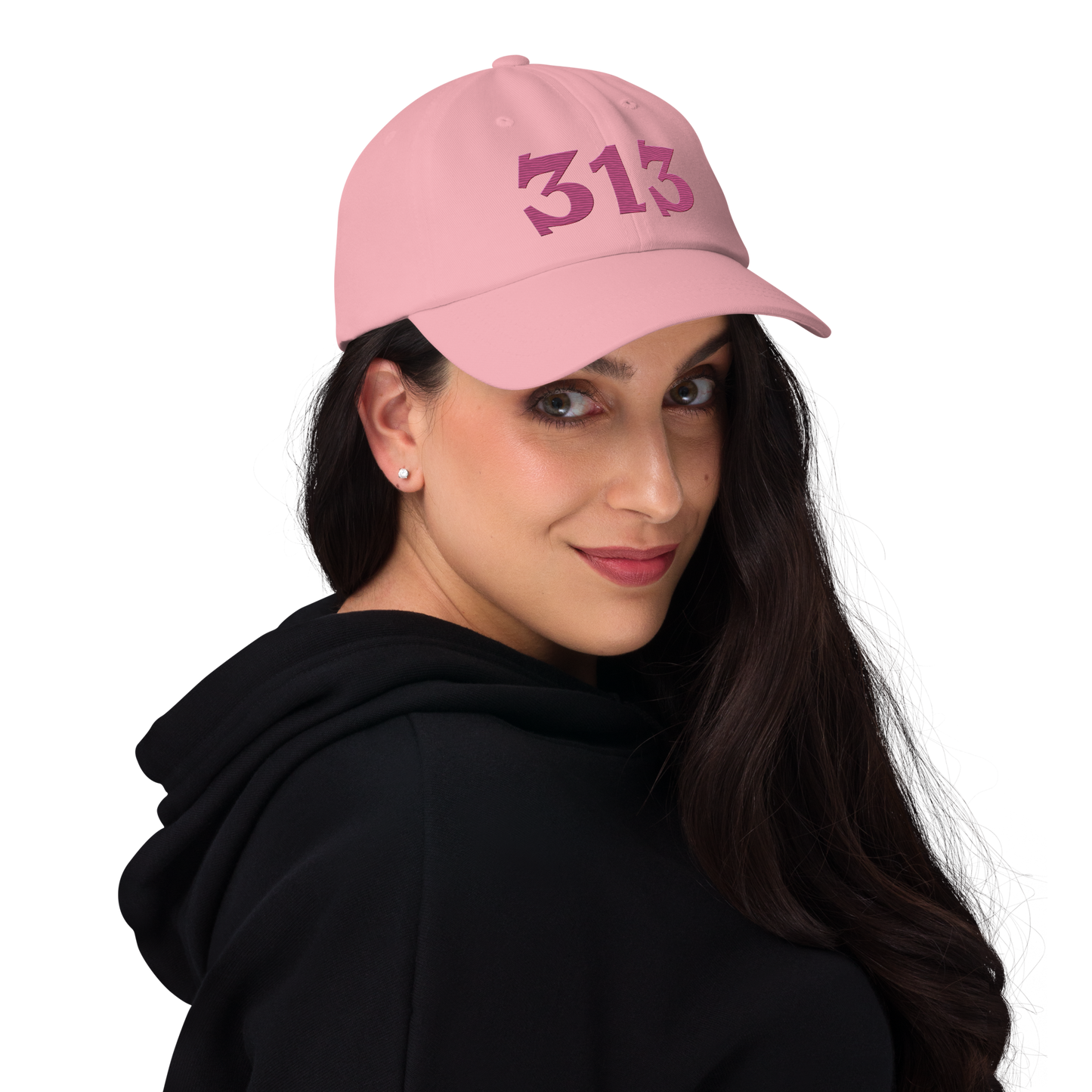 Detroit '313' Dad Hat (Angry Font) | Apple Blossom Pink