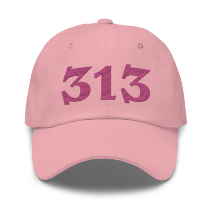 Detroit '313' Dad Hat (Angry Font) | Apple Blossom Pink