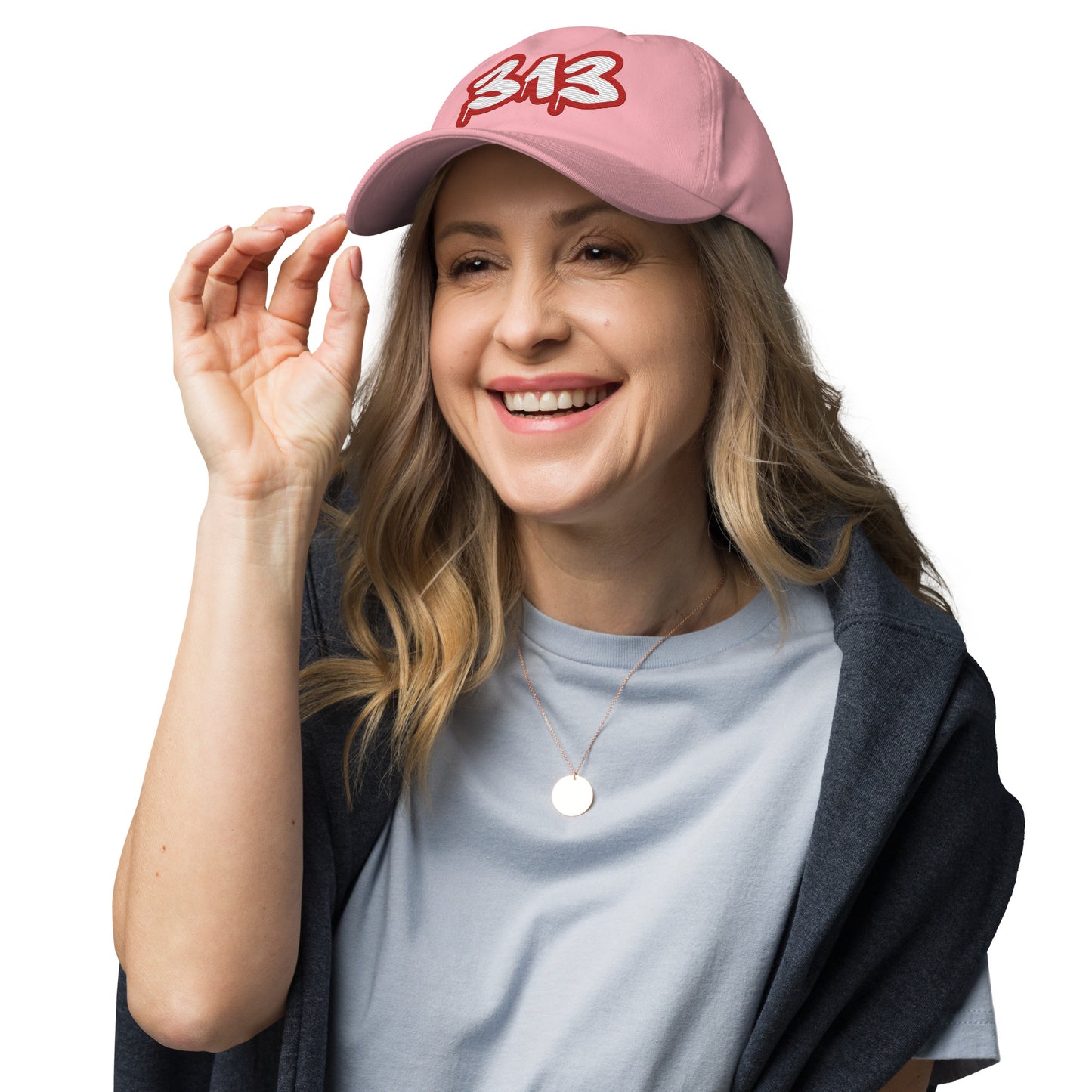 Detroit '313' Dad Hat (Aliform Red Tag Font)